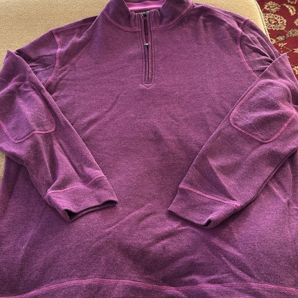 Bugatchi Sweater Mens XL 1/4 Zip Pullover Long Sleeve Purple (TD)